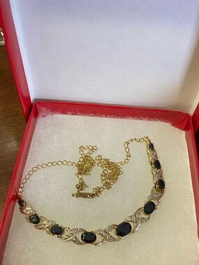 18K YG Over SS Diamonds  7.0 CTW Sapphire 17 In